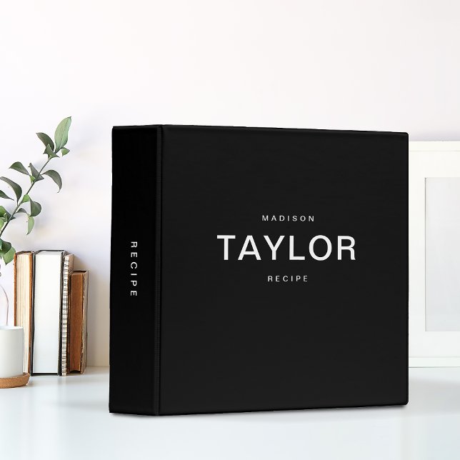 Simple Plain Black Contemporary Kitchen Recipe Binder (Creator Uploaded)