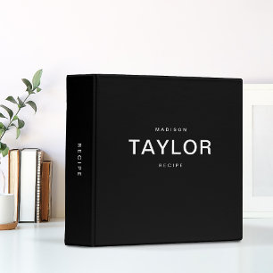 Simple Plain Black Contemporary Kitchen Recipe Binder