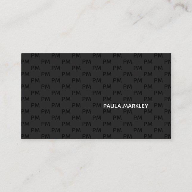 Simple Plain Black Grey Modern Monogram Pattern Business Card (Front)