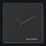 Simple Plain Black Grey Modern Monogram Pattern Square Wall Clock<br><div class="desc">Minimalist,  plain,  professional and simple with solid black grey monogram patterned background. Clean white Sans-Serif font letters for your text.</div>