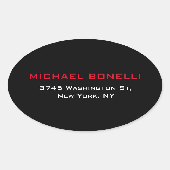 Simple Plain Black Red Elegant Modern Label (Front)