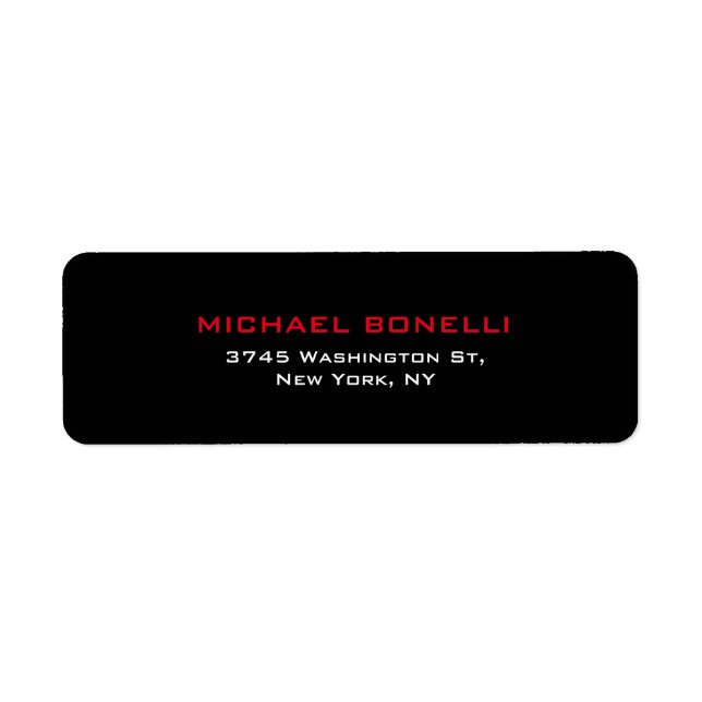 Simple Plain Black Red Elegant Modern Label (Front)