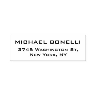 Simple Plain Black Red Elegant Modern Label Self-inking Stamp
