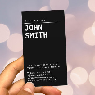 Simple Plain Black Tattoo Art Business Card