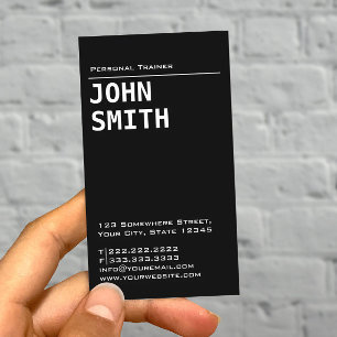 Simple Plain Black Trainer Business Card