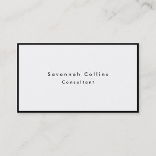 Simple Plain Black White Border Minimalist Modern Business Card