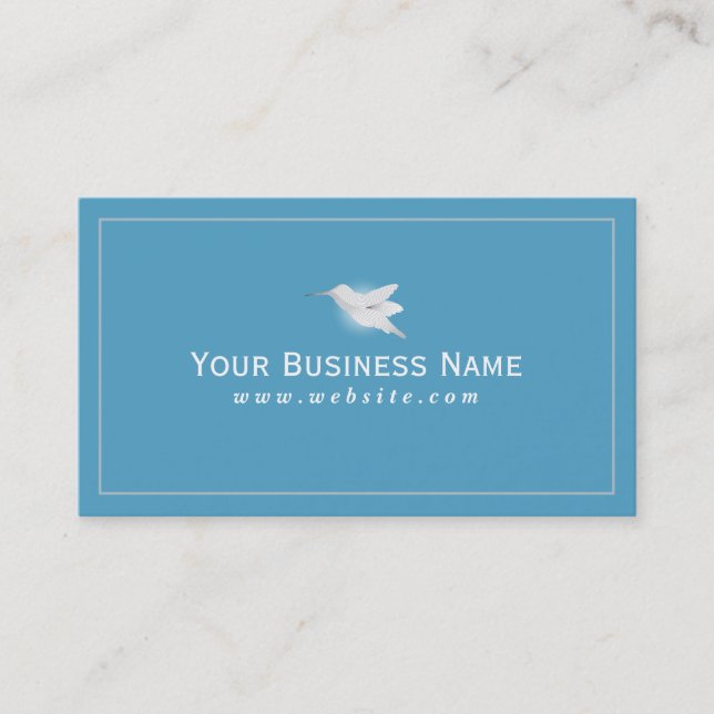 Simple Plain Blue Hummingbird Business card (Front)