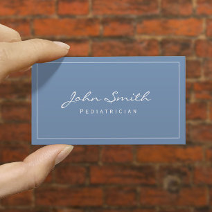 Simple Plain Blue Pediatrician Business Card