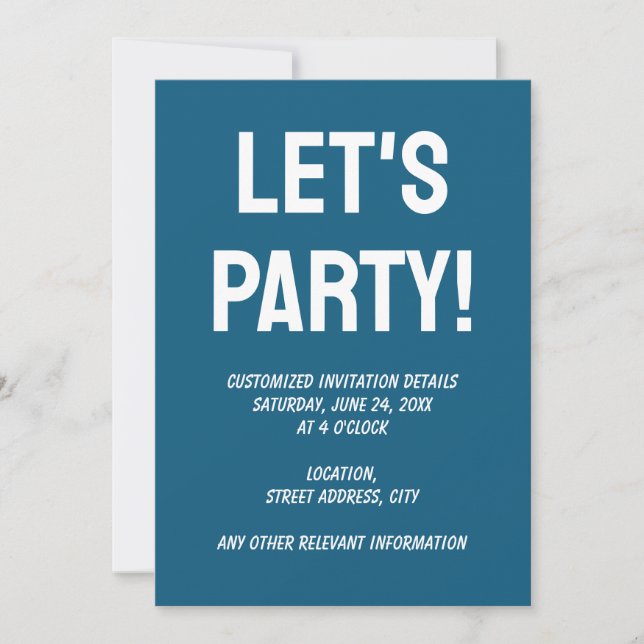 Simple plain Blue Sapphire solid colour Invitation (Front)