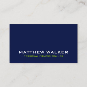 SIMPLE plain bold modern dark navy blue lime green Business Card