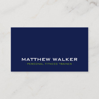SIMPLE plain bold modern dark navy blue lime green Business Card