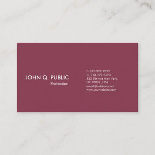 Simple Plain Bordeaux White Modern Professional Business Card