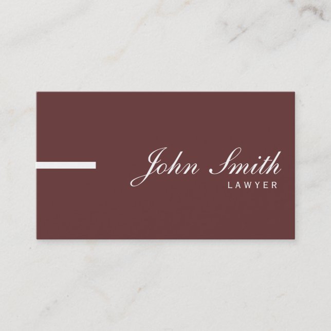Simple Plain Brown Lawyer Business Card (Front)