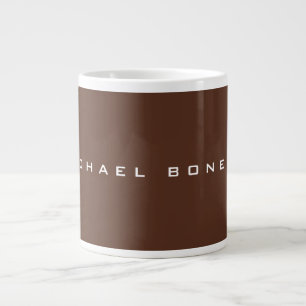 Simple Plain Brown Minimalist Modern Your Name Large Coffee Mug