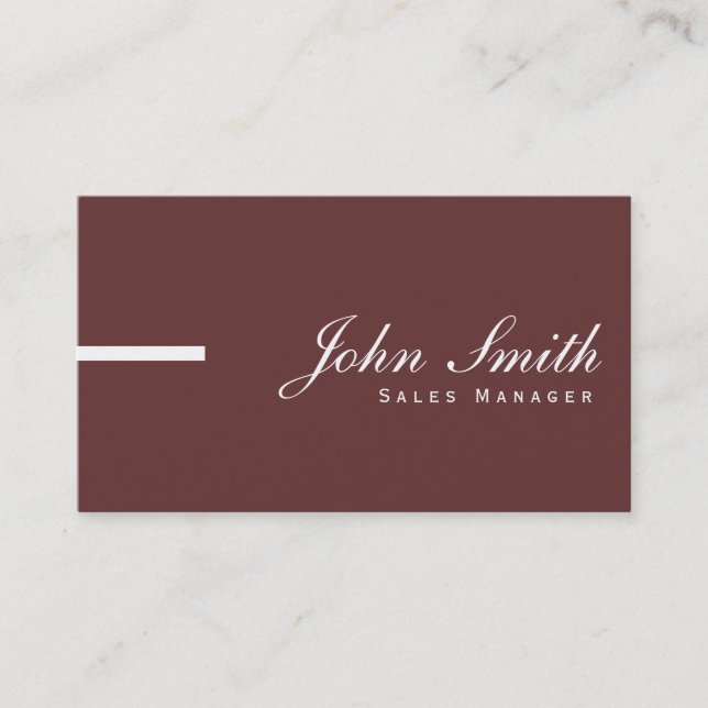Simple Plain Brown Sales Manager Business Card (Front)