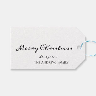 Simple Plain Calligraphy Merry Christmas Gift Tags