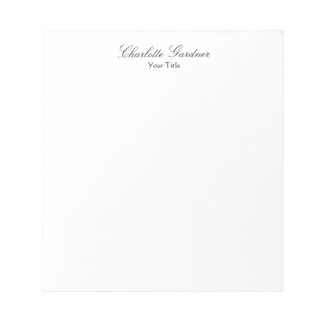 Simple plain creative stylish unique modern white notepad (Front)
