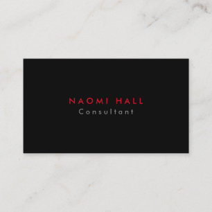 Simple Plain Elegant Black Red Minimalist Business Card