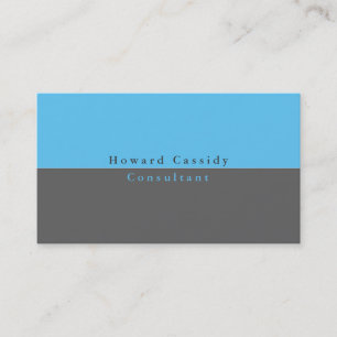 Simple Plain Elegant Grey Blue Minimalist Modern Business Card