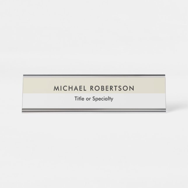 Simple Plain Elegant Modern Minimalist Desk Name Plate (Front)