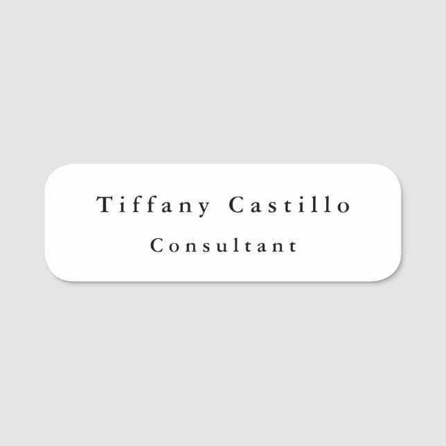 Simple Plain Elegant Modern Name Tag (Front)