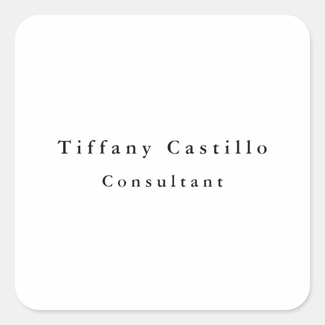 Simple Plain Elegant Modern Square Sticker (Front)