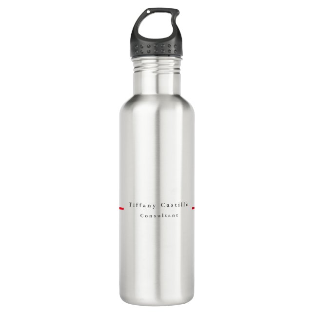 Simple Plain Elegant Red White Minimalist Modern 710 Ml Water Bottle (Front)