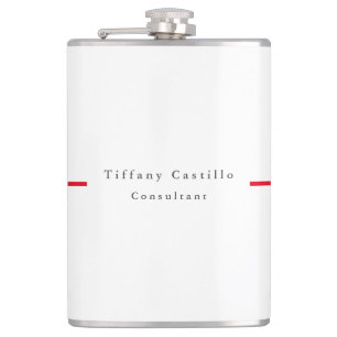 Simple Plain Elegant Red White Minimalist Modern Hip Flask
