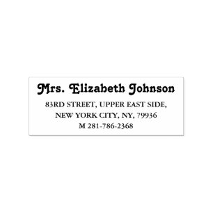Simple Plain Elegant Script For Her Return Address Rubber Stamp