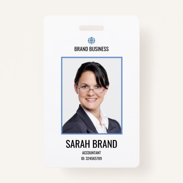 Simple Plain Employee Staff ID Badge (Front)