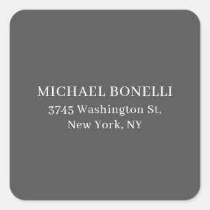 Simple Plain Gray Elegant Serif Font Minimalist Square Sticker
