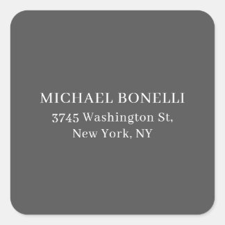 Simple Plain Grey Elegant Serif Font Minimalist Square Sticker