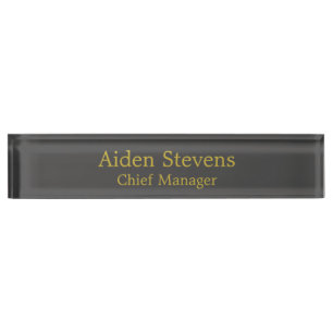 Simple Plain Grey Gold Colour Minimalist Nameplate
