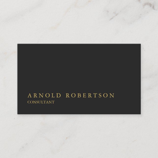 Simple Plain Grey Gold Professional Business Card (Front)