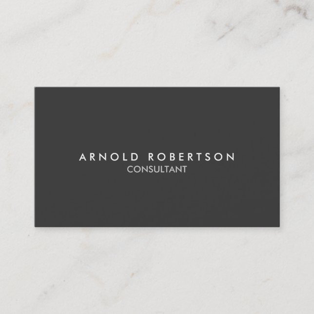 Simple Plain Grey Professional Business Card (Front)