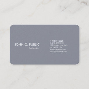 Simple Plain Grey White Modern Professional Business Card