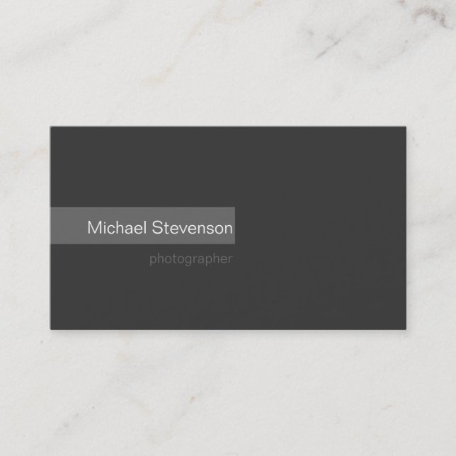 Simple Plain Grey White Photography Business Card (Front)