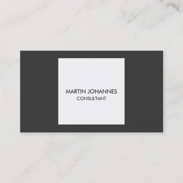 Simple Plain Grey White Square Business Card (Front)