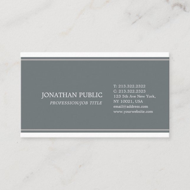 Simple Plain Harmonic Colours Sophisticated Modern Business Card (Front)