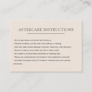 Simple Plain Lash Extension Microblading Aftercare Business Card