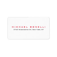 Simple Plain Legible Red White Address Label