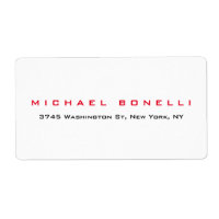 Simple Plain Legible Red White Address Label