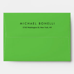 Simple Plain Minimal Elegant Modern Green Floral Envelope