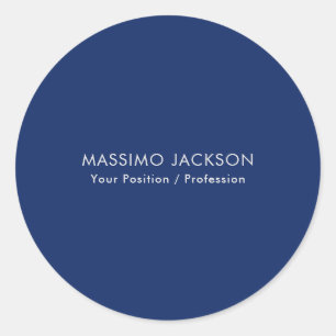 Simple Plain Minimalist Elegant Modern Blue Classic Round Sticker
