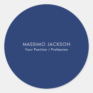 Simple Plain Minimalist Elegant Modern Blue Classic Round Sticker