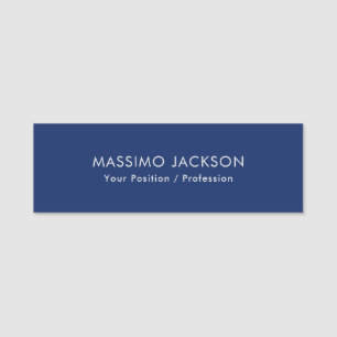 Simple Plain Minimalist Elegant Modern Blue Name Tag