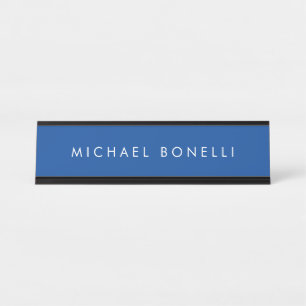 Simple Plain Minimalist Elegant Modern Deep Blue Desk Name Plate