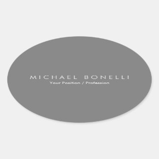Simple Plain Minimalist Elegant Modern Grey Oval Sticker