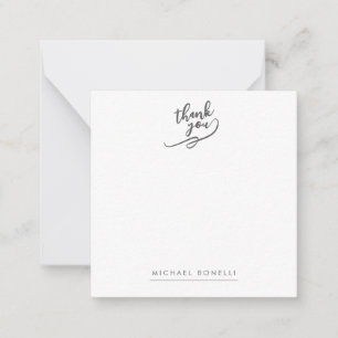 Simple Plain Minimalist Elegant Modern Name Thank Card