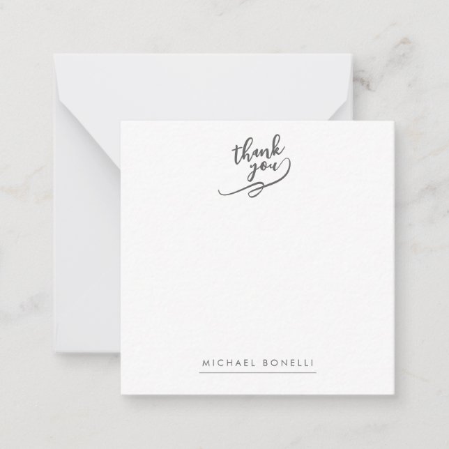 Simple Plain Minimalist Elegant Modern Name Thank  Card (Front)